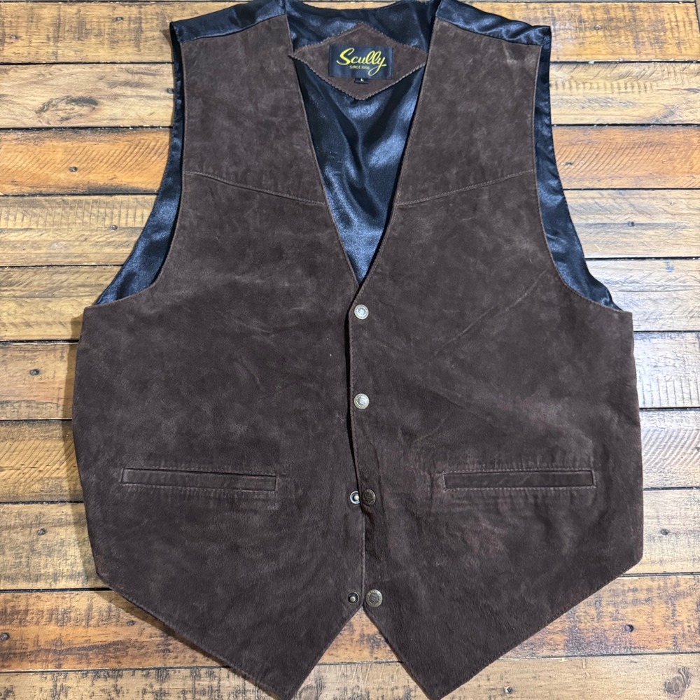 Scully Leather Suede Vest Brown Western Style Size L‎